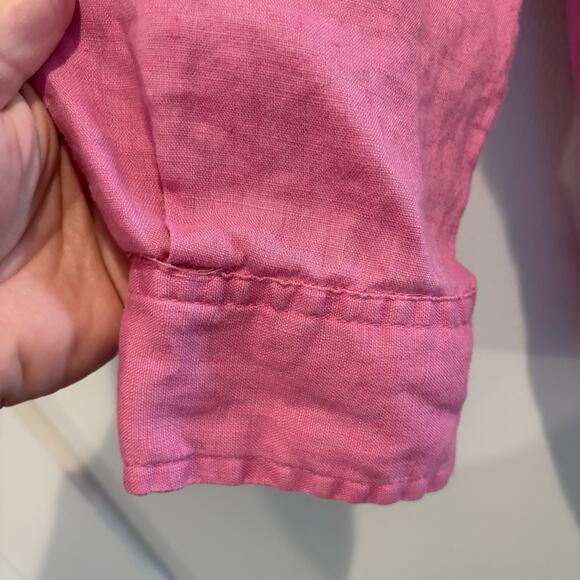 Tweeds Top Women 1X Pink Linen Button Up Lagenlook Boho Coastal Relaxed Flowy - Picture 5 of 12